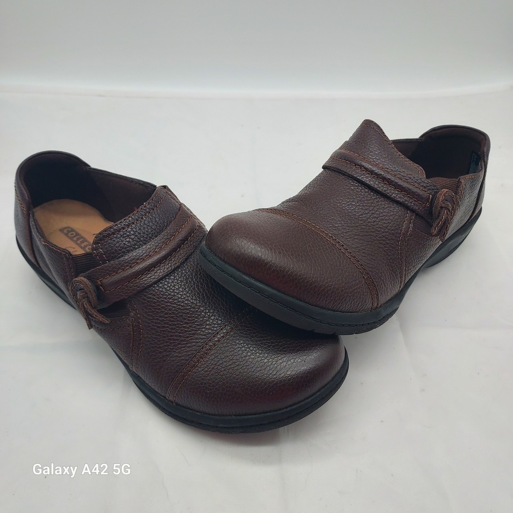 Clarks Cheyn Madi Dark Brown Leather Slip On Shoes Women Size 6 M